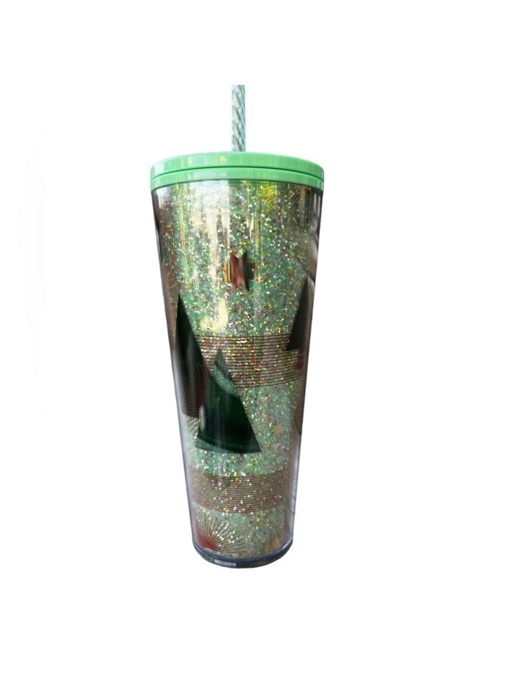 Starbucks 2020 Christmas Glitter Green Cold Cup Tumbler 24 oz